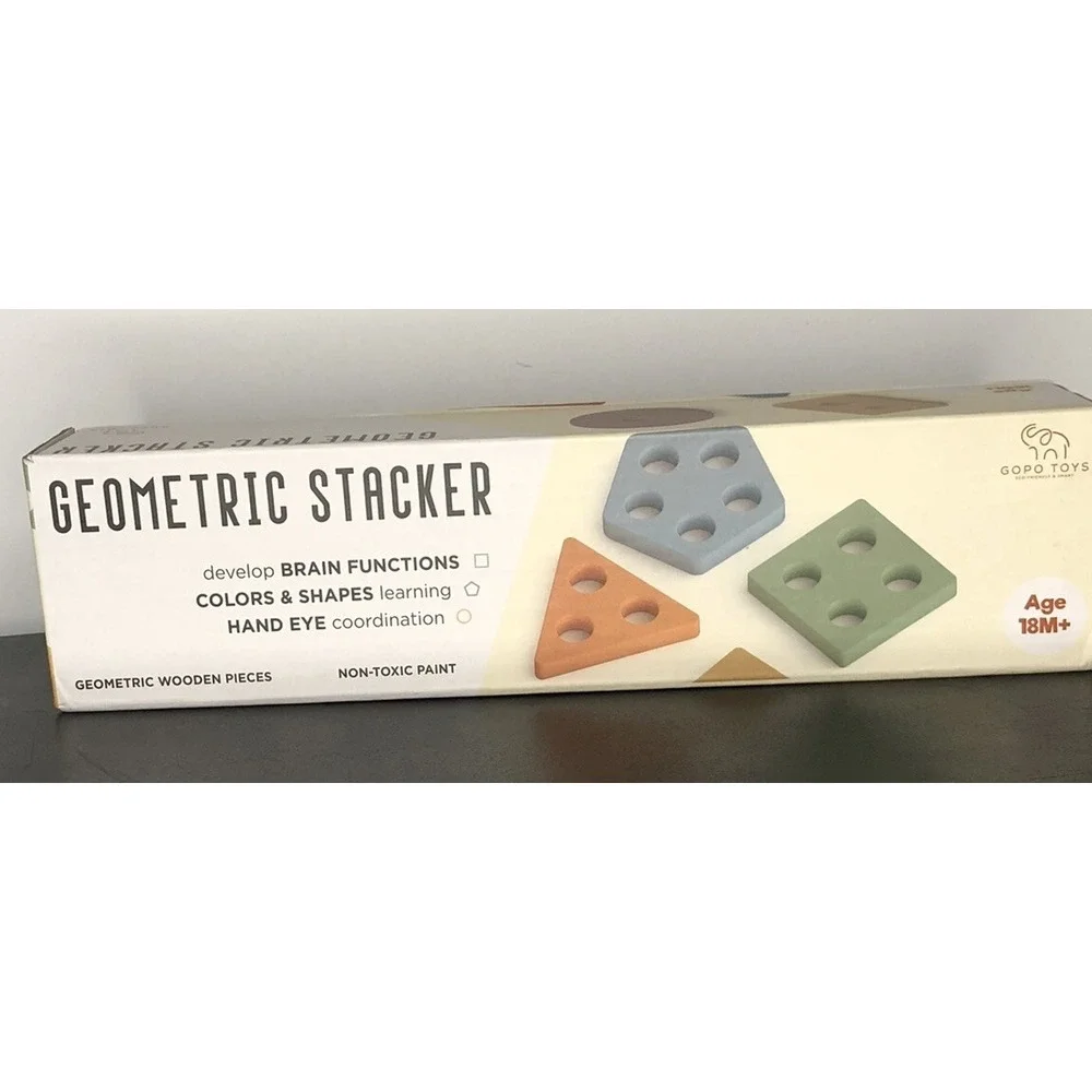 GOPO TOYS for 18+ Months‎ Old - Toddlers Wooden Geometric Stacker Montessori